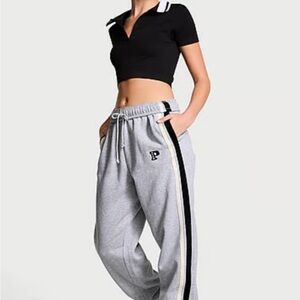 Gray Women's Jogger Pants with Black Stripe